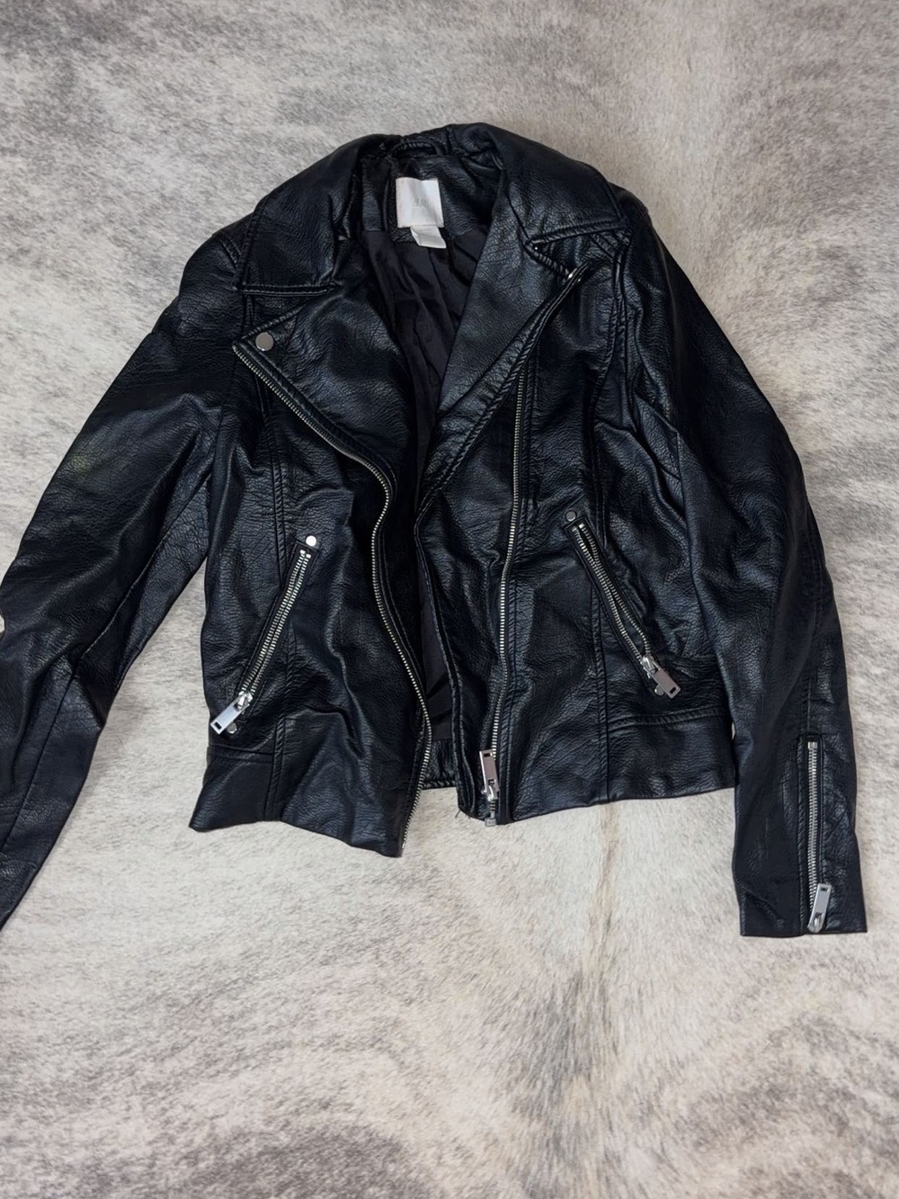 H&M Black Faux Leather Moto Jacket - Women's